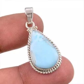 Natural Republic Larimar Gemstone Handmade 925 Solid Silver Pendant 1.50 b8P85