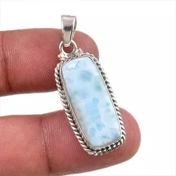 Natural Republic Larimar Gemstone Handmade 925 Solid Silver Pendant 1.50 m9T64