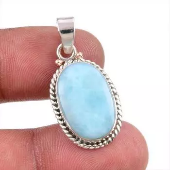 Natural Republic Larimar Gemstone Handmade 925 Solid Silver Pendant 1.50 V7f50