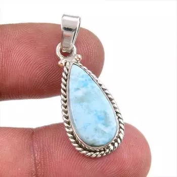 Natural Republic Larimar Gemstone Handmade 925 Solid Silver Pendant 1.50 o0i55