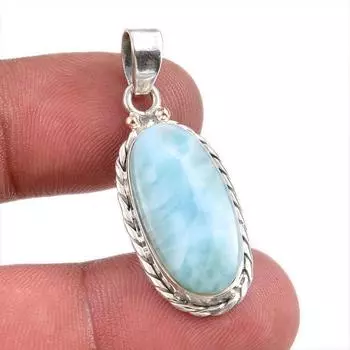 Natural Republic Larimar Gemstone Handmade 925 Solid Silver Pendant 1.50 u6p98