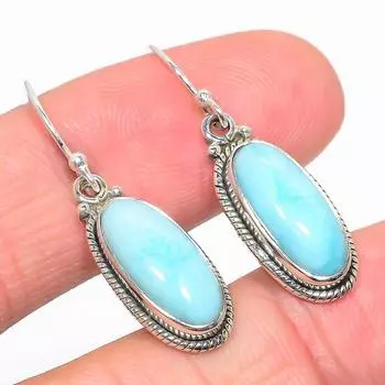 Natural Republic Larimar Gemstone Handmade 925 Solid Silver Earring 1.50 l3S23