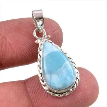 Natural Republic Larimar Gemstone Handmade 925 Solid Silver Pendant 1.50 B4p67
