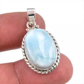 Natural Republic Larimar Gemstone Handmade 925 Solid Silver Pendant 1.50 t7P37