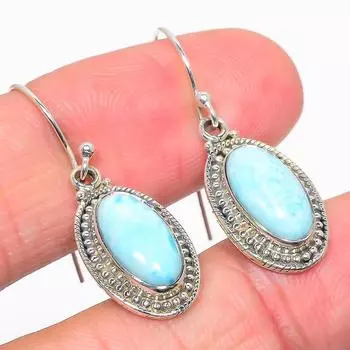 Natural Republic Larimar Gemstone Handmade 925 Solid Silver Earring 1.25 v0i33