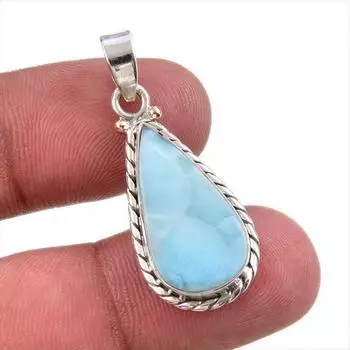 Natural Republic Larimar Gemstone Handmade 925 Solid Silver Pendant 1.50 U3K54