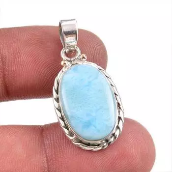 Natural Republic Larimar Gemstone Handmade 925 Solid Silver Pendant 1.50 Q4s62