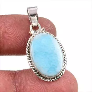 Natural Republic Larimar Gemstone Handmade 925 Solid Silver Pendant 1.50 D2p52