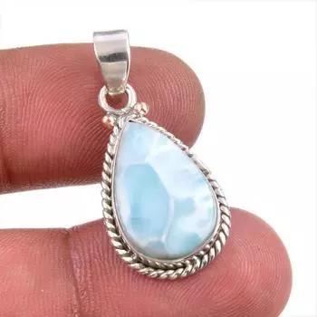 Natural Republic Larimar Gemstone Handmade 925 Solid Silver Pendant 1.50 Q7H28
