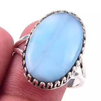 Natural Republic Larimar Gemstone Handmade 925 Solid Silver Ring Size 10 y4C01