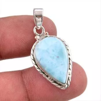 Natural Republic Larimar Gemstone Handmade 925 Solid Silver Pendant 1.50 M3Z56