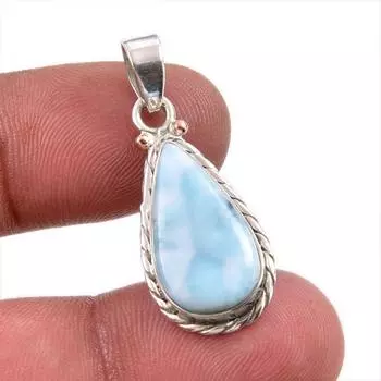 Natural Republic Larimar Gemstone Handmade 925 Solid Silver Pendant 1.50 O3T71
