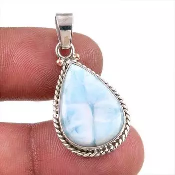 Natural Republic Larimar Gemstone Handmade 925 Solid Silver Pendant 1.50 J9a44