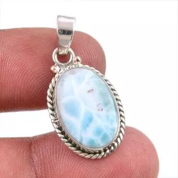 Natural Republic Larimar Gemstone Handmade 925 Solid Silver Pendant 1.50 E2C57