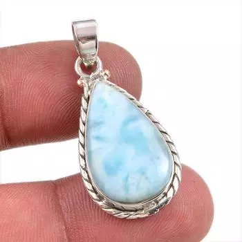 Natural Republic Larimar Gemstone Handmade 925 Solid Silver Pendant 1.50 K8N34