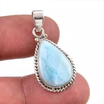 Natural Republic Larimar Gemstone Handmade 925 Solid Silver Pendant 1.50 U0N80