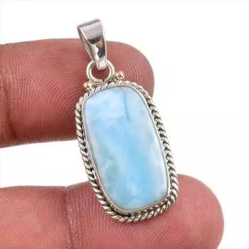 Natural Republic Larimar Gemstone Handmade 925 Solid Silver Pendant 1.50 I0t99