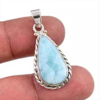 Natural Republic Larimar Gemstone Handmade 925 Solid Silver Pendant 1.50 Z6E96