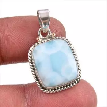 Natural Republic Larimar Gemstone Handmade 925 Solid Silver Pendant 1.50 D5A48