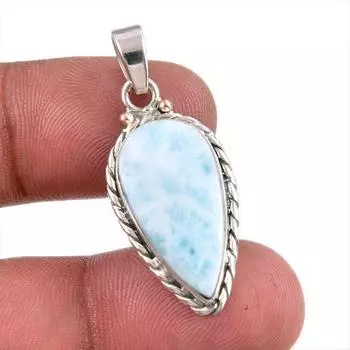 Natural Republic Larimar Gemstone Handmade 925 Solid Silver Pendant 1.50 K3H32