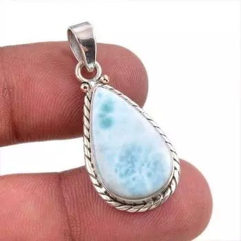 Natural Republic Larimar Gemstone Handmade 925 Solid Silver Pendant 1.50 b4F59