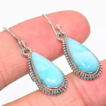 Natural Republic Larimar Gemstone Handmade 925 Solid Silver Earring 1.50 E9m41