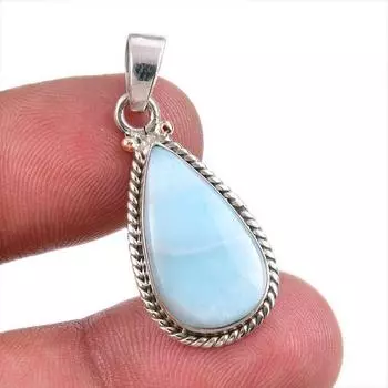 Natural Republic Larimar Gemstone Handmade 925 Solid Silver Pendant 1.50 o0a77