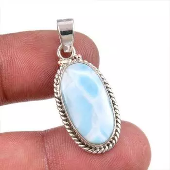 Natural Republic Larimar Gemstone Handmade 925 Solid Silver Pendant 1.50 J3h44