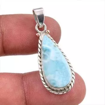 Natural Republic Larimar Gemstone Handmade 925 Solid Silver Pendant 1.50 D2b10