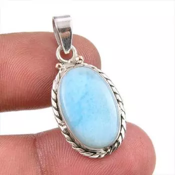 Natural Republic Larimar Gemstone Handmade 925 Solid Silver Pendant 1.50 b1Q28