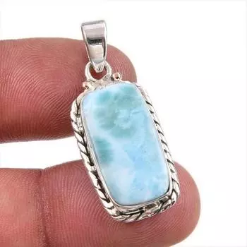 Natural Republic Larimar Gemstone Handmade 925 Solid Silver Pendant 1.50 m9K06