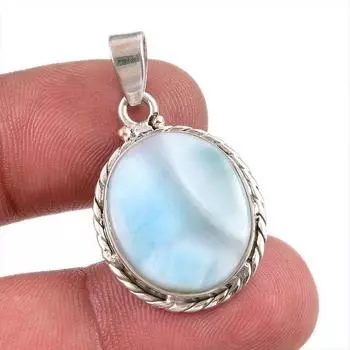 Natural Republic Larimar Gemstone Handmade 925 Solid Silver Pendant 1.50 Y2u81