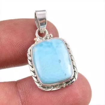 Natural Republic Larimar Gemstone Handmade 925 Solid Silver Pendant 1.50 N2j43