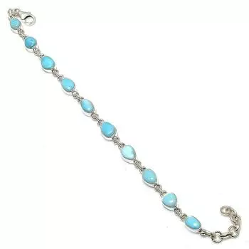 Natural Republic Larimar Gemstone Handmade 925 Solid Silver Bracelet 7-8 n3R91