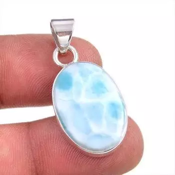 Natural Republic Larimar Gemstone Handmade 925 Solid Silver Pendant 1.5 Y5Q15