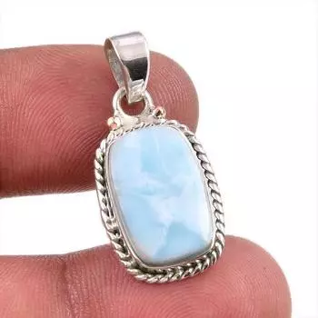 Natural Republic Larimar Gemstone Handmade 925 Solid Silver Pendant 1.50 K3v23