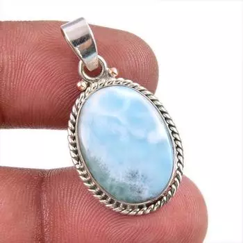 Natural Republic Larimar Gemstone Handmade 925 Solid Silver Pendant 1.50 M4Q65