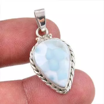 Natural Republic Larimar Gemstone Handmade 925 Solid Silver Pendant 1.50 o4L67