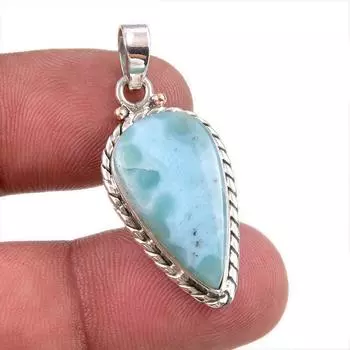 Natural Republic Larimar Gemstone Handmade 925 Solid Silver Pendant 1.50 Q8f80