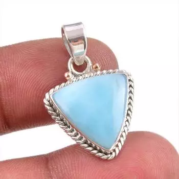 Natural Republic Larimar Gemstone Handmade 925 Solid Silver Pendant 1.50 I8K09
