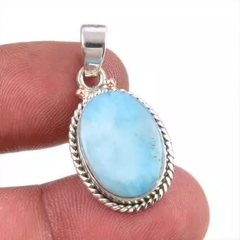Natural Republic Larimar Gemstone Handmade 925 Solid Silver Pendant 1.50 Z2k31