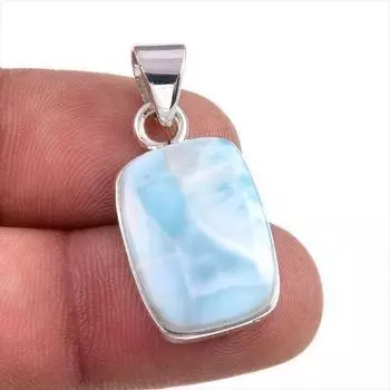 Natural Republic Larimar Gemstone Handmade 925 Solid Silver Pendant 1.5 b5Y10