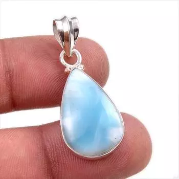 Natural Republic Larimar Gemstone Handmade 925 Solid Silver Pendant 1.5 M2V41