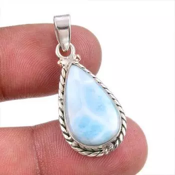 Natural Republic Larimar Gemstone Handmade 925 Solid Silver Pendant 1.50 T3b37