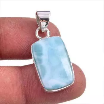 Natural Republic Larimar Gemstone Handmade 925 Solid Silver Pendant 1.5 c8R78