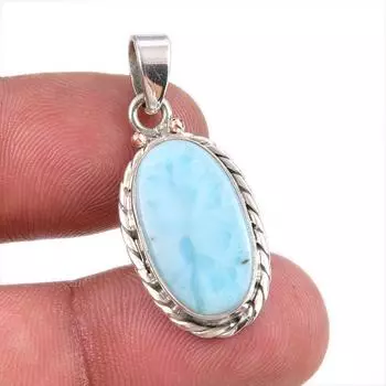 Natural Republic Larimar Gemstone Handmade 925 Solid Silver Pendant 1.50 m5y48