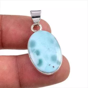 Natural Republic Larimar Gemstone Handmade 925 Solid Silver Pendant 1.5 A3C65