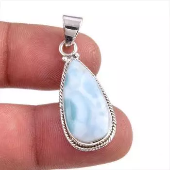 Natural Republic Larimar Gemstone Handmade 925 Solid Silver Pendant 1.5 T1k06