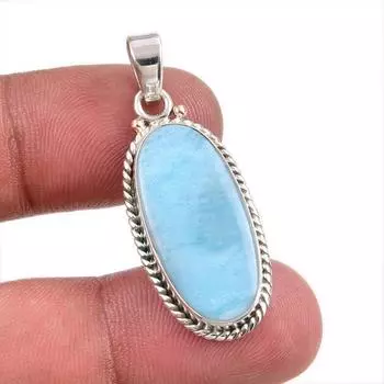 Natural Republic Larimar Gemstone Handmade 925 Solid Silver Pendant 1.50 e5U77