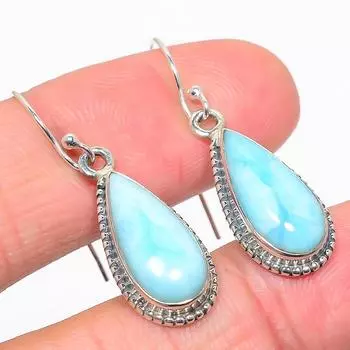 Natural Republic Larimar Gemstone Handmade 925 Solid Silver Earring 1.50 h1z11